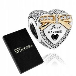 Charms zawieszka srebrna serce koralik beads