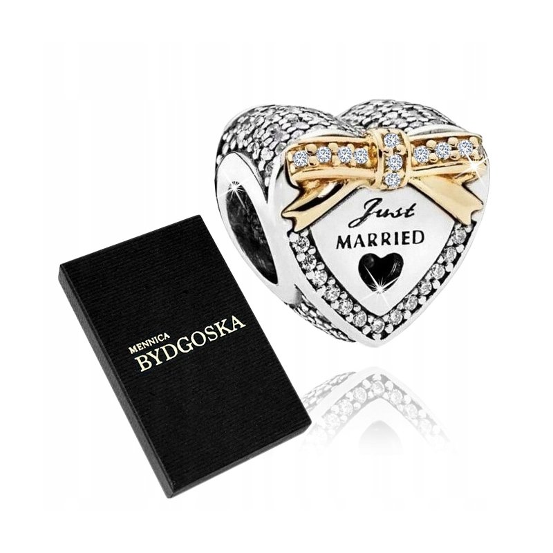 Charms zawieszka srebrna serce koralik beads