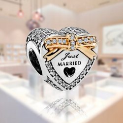 Charms zawieszka srebrna serce koralik beads