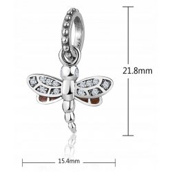 Zawieszka charms srebrna 925 ważka beads koralik