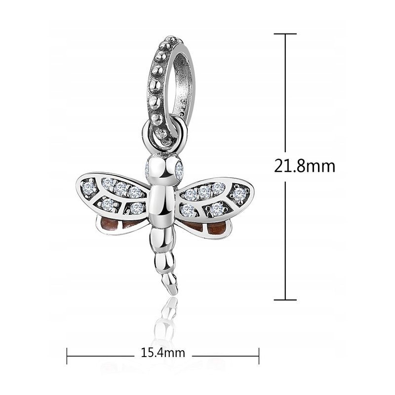 Zawieszka charms srebrna 925 ważka beads koralik