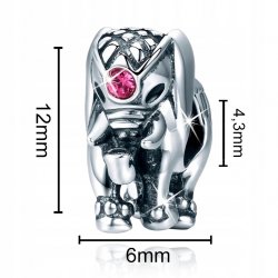 Zawieszka charms srebro 925 słoń koralik beads
