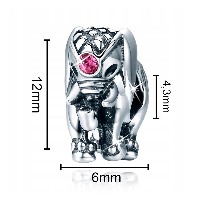Zawieszka charms srebro 925 słoń koralik beads