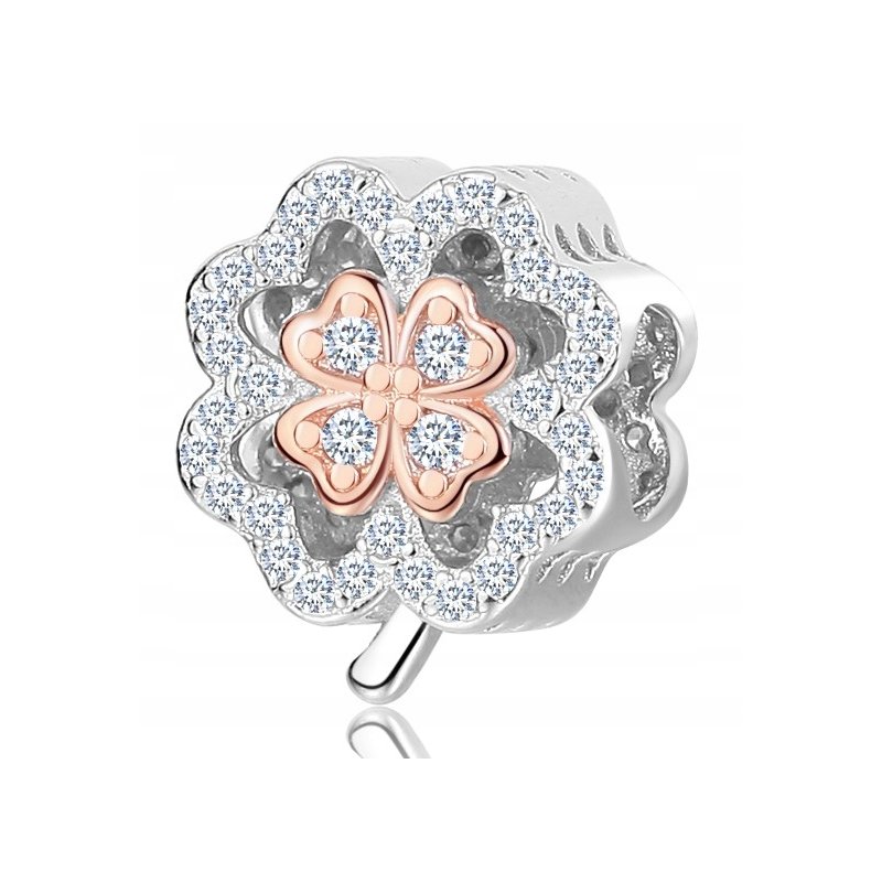 Charms srebrny serce 925 zawieszka koniczyna beads oryginalny