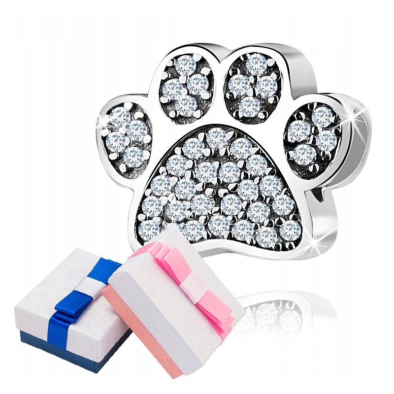 Zawieszka srebrna charms pies łapka koralik beads oryginalny srebro