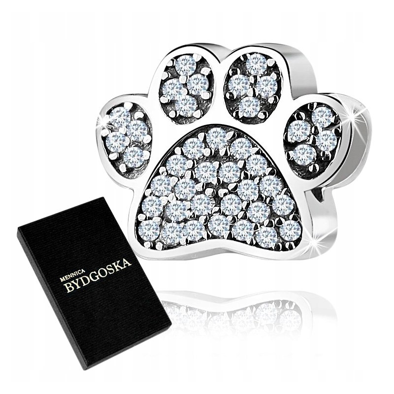 Zawieszka srebrna charms pies łapka koralik beads oryginalny srebro