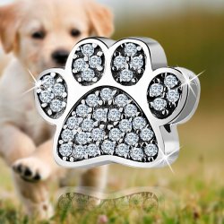 Zawieszka srebrna charms pies łapka koralik beads oryginalny srebro