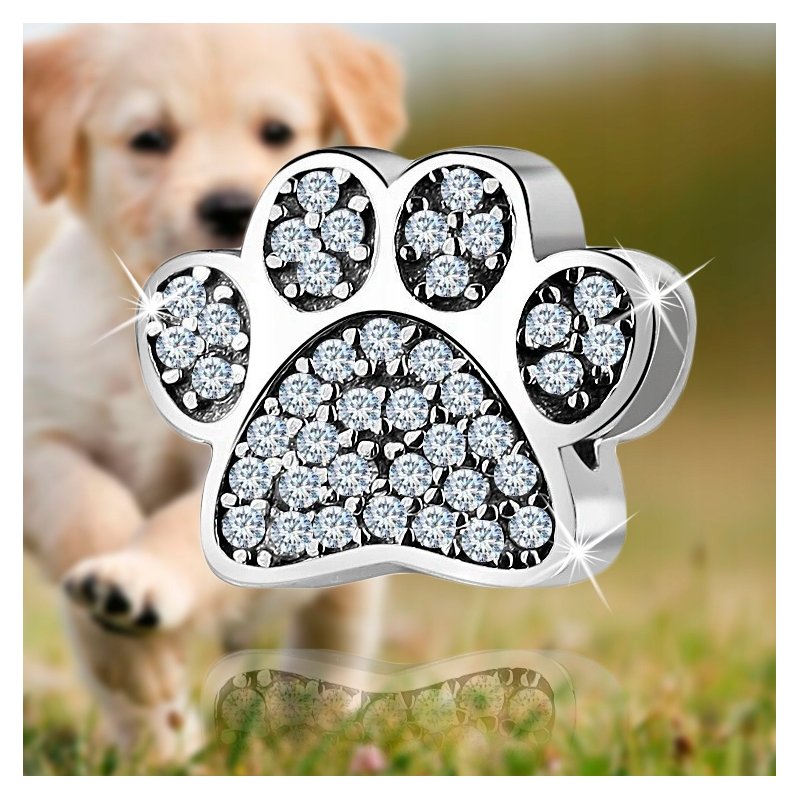 Zawieszka srebrna charms pies łapka koralik beads oryginalny srebro