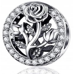 Charms srebro 925 beads zawieszka srebrna róża