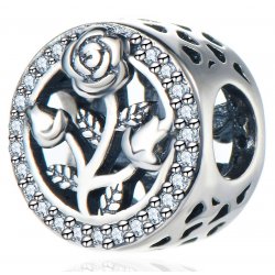 Charms srebro 925 beads zawieszka srebrna róża