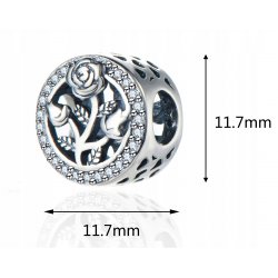 Charms srebro 925 beads zawieszka srebrna róża