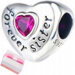 Charms serce zawieszka srebrna dla siostry beads