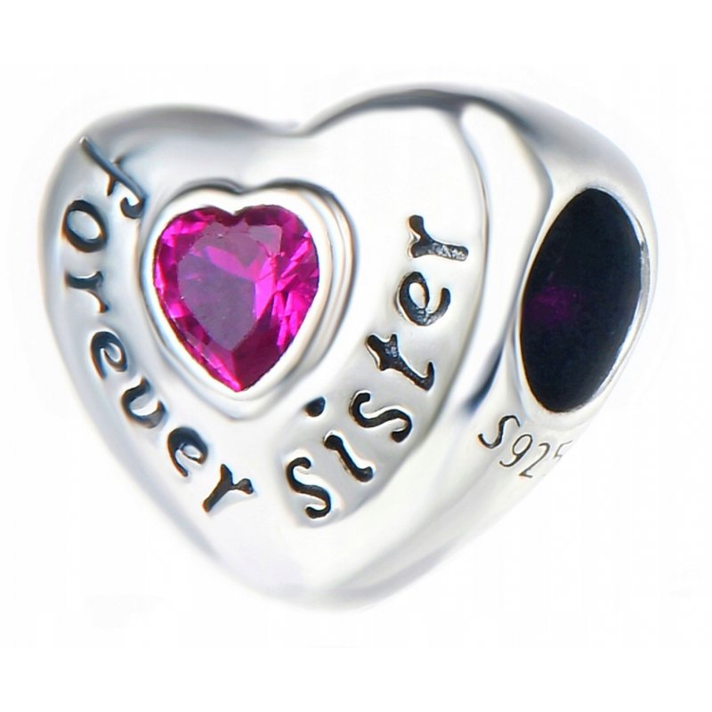 Charms serce zawieszka srebrna dla siostry beads