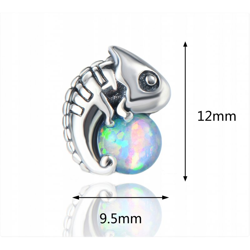 Charms kameleon zawieszka srebrna gekon beads 925