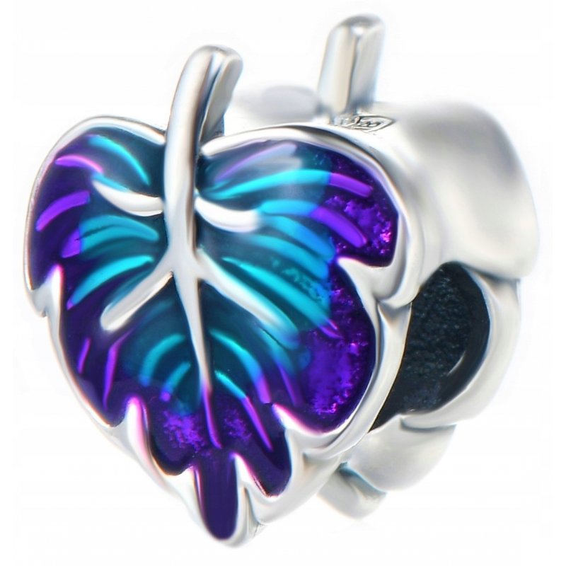 Charms listek zawieszka srebrna liść koralik beads