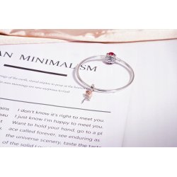 Duży charms zawieszka srebrna róża koralik beads