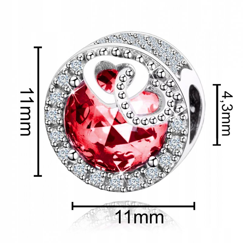 Charms serce zawieszka srebrna 925 koralik beads