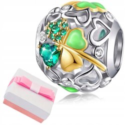Zawieszka charms srebrny koniczyna serce beads srebro 925 oryginalny