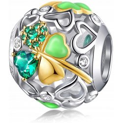 Zawieszka charms srebrny koniczyna serce beads srebro 925 oryginalny