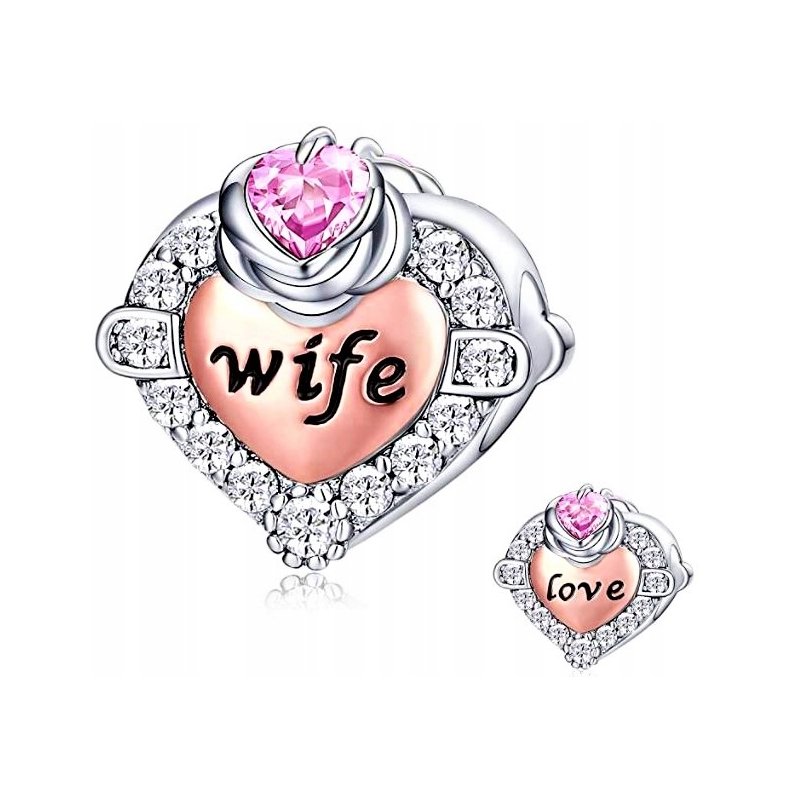 Charms serce żona miłość zawieszka beads koralik