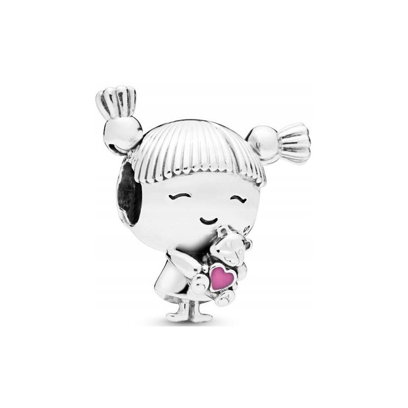 Charms zawieszka dziewczynka z misiem koralik