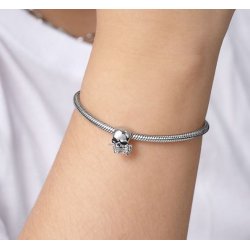 Charms srebrny czaszka róża koralik zawieszka 925