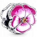 Charms srebro bratek różowy kwiat zawieszka beads