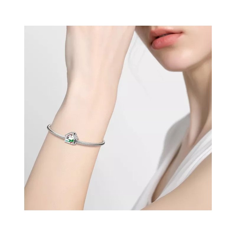 Srebrny charms domek prezent na święta 925