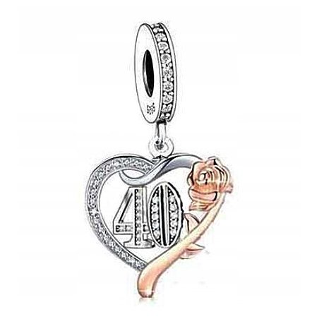 Charms charms srebrny na 40 urodziny serce róża srebro 925 oryginalny
