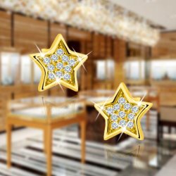 Piękne kolczyki srebrne wkrętki pozłacane gwiazdki