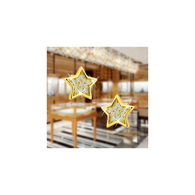 Piękne kolczyki srebrne wkrętki pozłacane gwiazdki