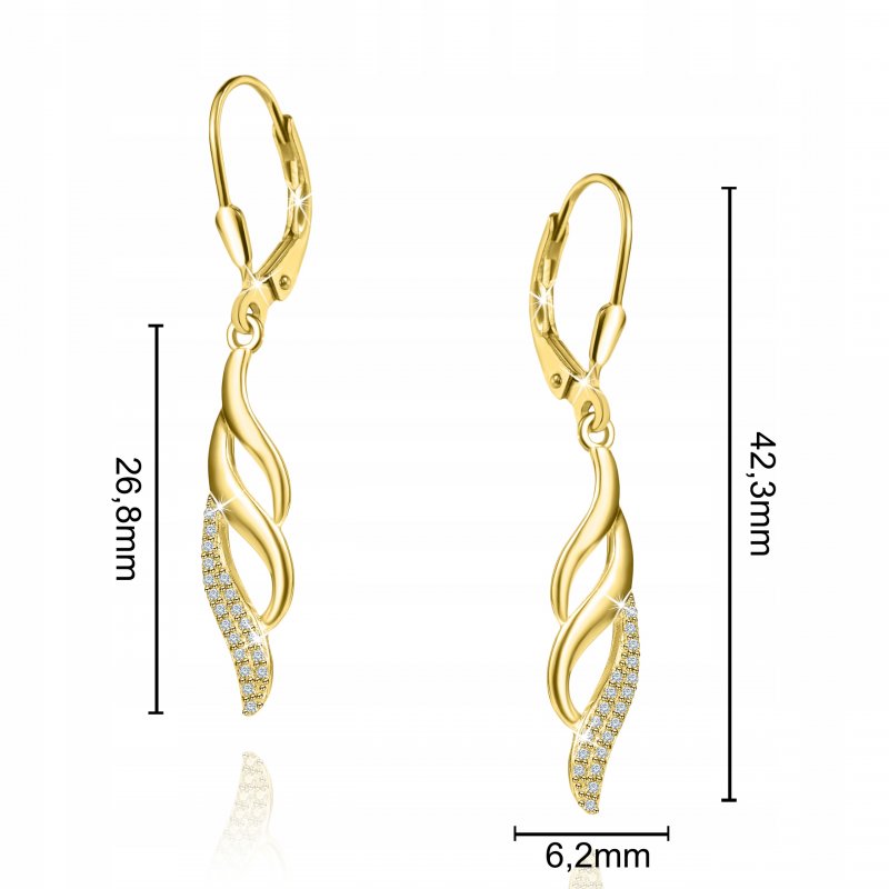 Kolczyki srebrne długie wiszące dla kobiety srebro pozłacane 925