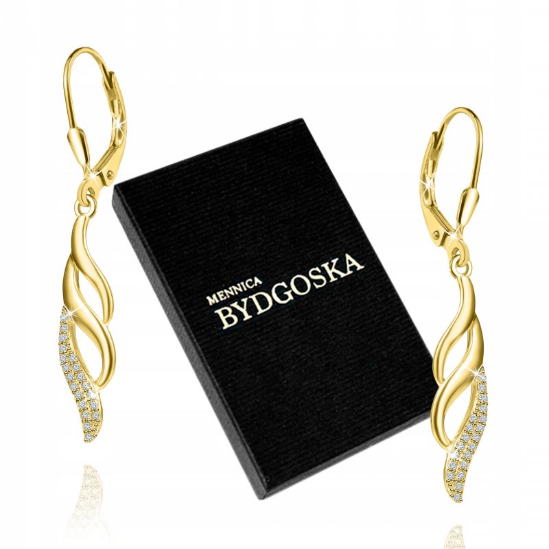 Kolczyki srebrne długie wiszące dla kobiety srebro pozłacane 925