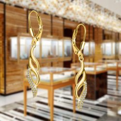 Kolczyki srebrne długie wiszące dla kobiety srebro pozłacane 925