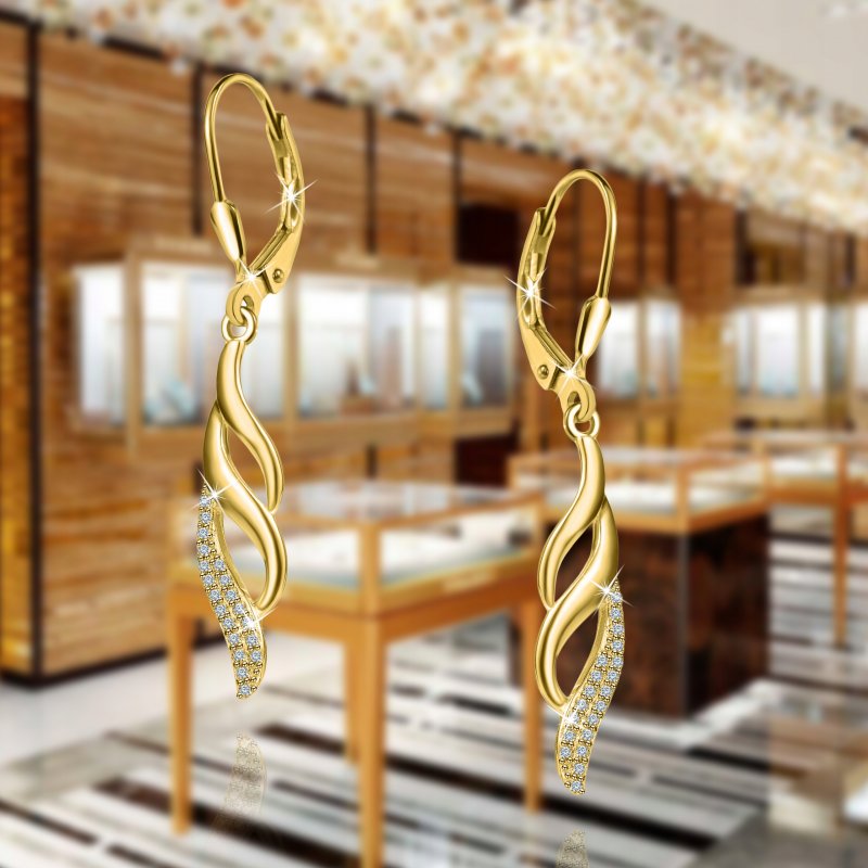 Kolczyki srebrne długie wiszące dla kobiety srebro pozłacane 925