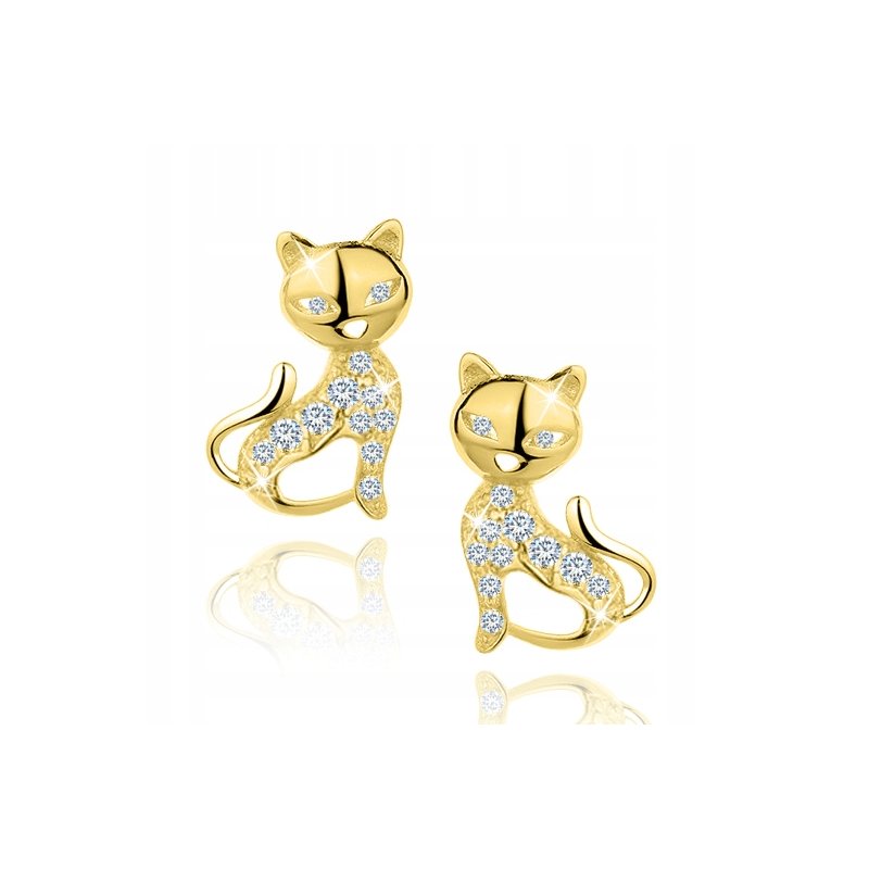 Kolczyki kotki pozłacane srebro 925 dla kobiety