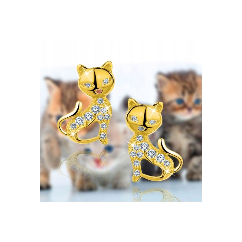 Kolczyki kotki pozłacane srebro 925 dla kobiety