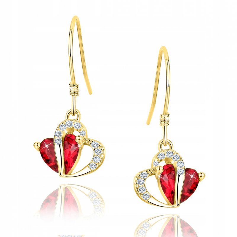 Kolczyki srebrne pozłacane serca 925 dla kobiety