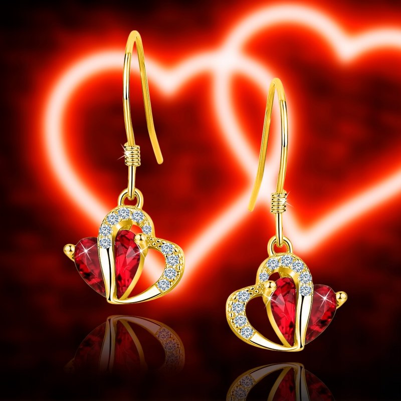 Kolczyki srebrne pozłacane serca 925 dla kobiety