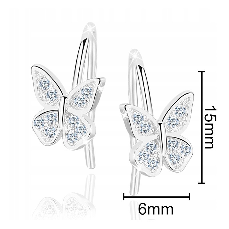 Piękne kolczyki srebrne 925 motylki dla dzieci