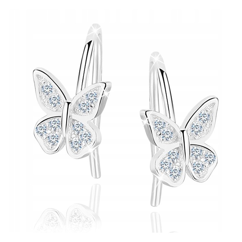 Piękne kolczyki srebrne 925 motylki dla dzieci