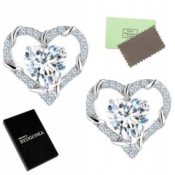 Kolczyki srebrne rodowane 925 serce wkrętki - elegancja dla ciebie