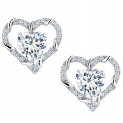 Kolczyki srebrne rodowane 925 serce wkrętki - elegancja dla ciebie