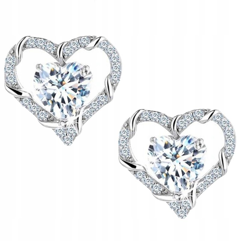 Kolczyki srebrne rodowane 925 serce wkrętki - elegancja dla ciebie