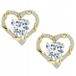 Srebrne kolczyki serce wkrętki sztyfty srebro 925 pozłacane oryginalne