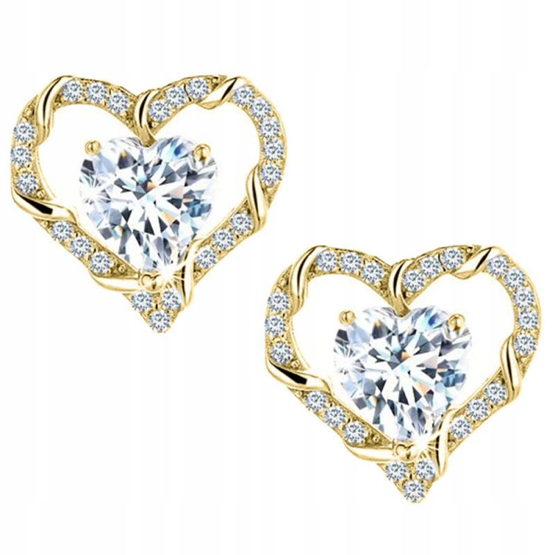 Srebrne kolczyki serce wkrętki sztyfty srebro 925 pozłacane oryginalne