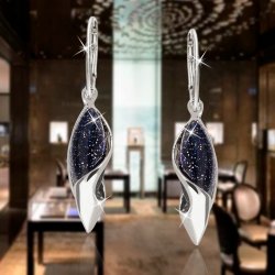 Długie kolczyki srebrne noc kairu wiszące kolczyki srebro 925 angielskie