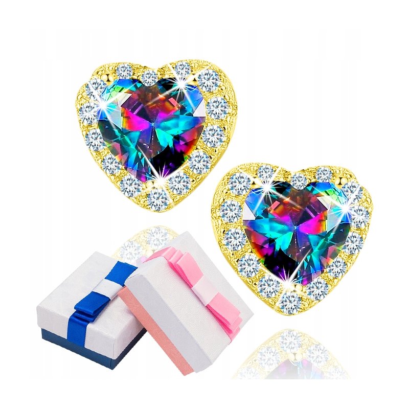 Kolczyki srebro 925 pozłacane serca wkrętki srebrne