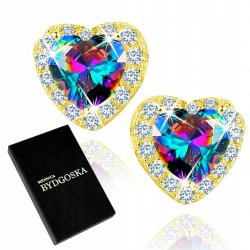 Kolczyki srebro 925 pozłacane serca wkrętki srebrne