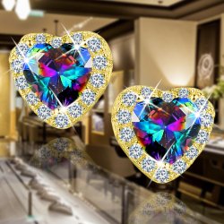 Kolczyki srebro 925 pozłacane serca wkrętki srebrne